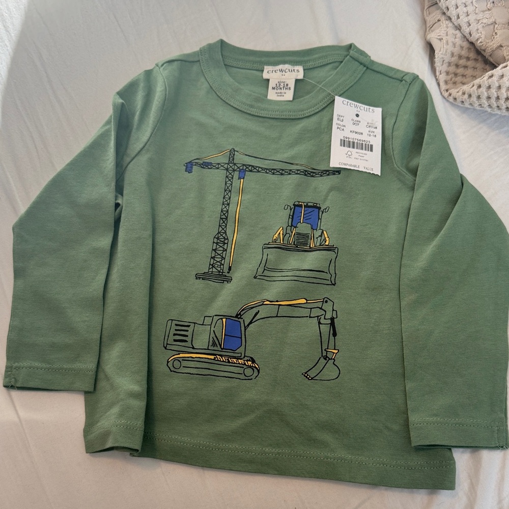 J. Crew Green Construction Long Sleeve Tee